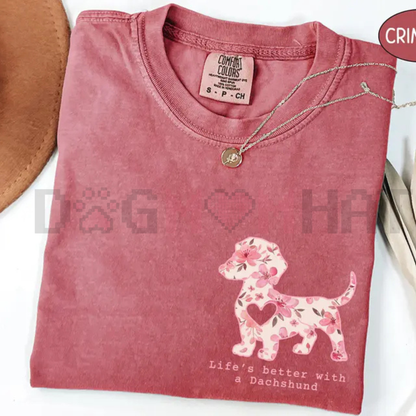 Comfort Colors Dachshund Floral T-Shirt