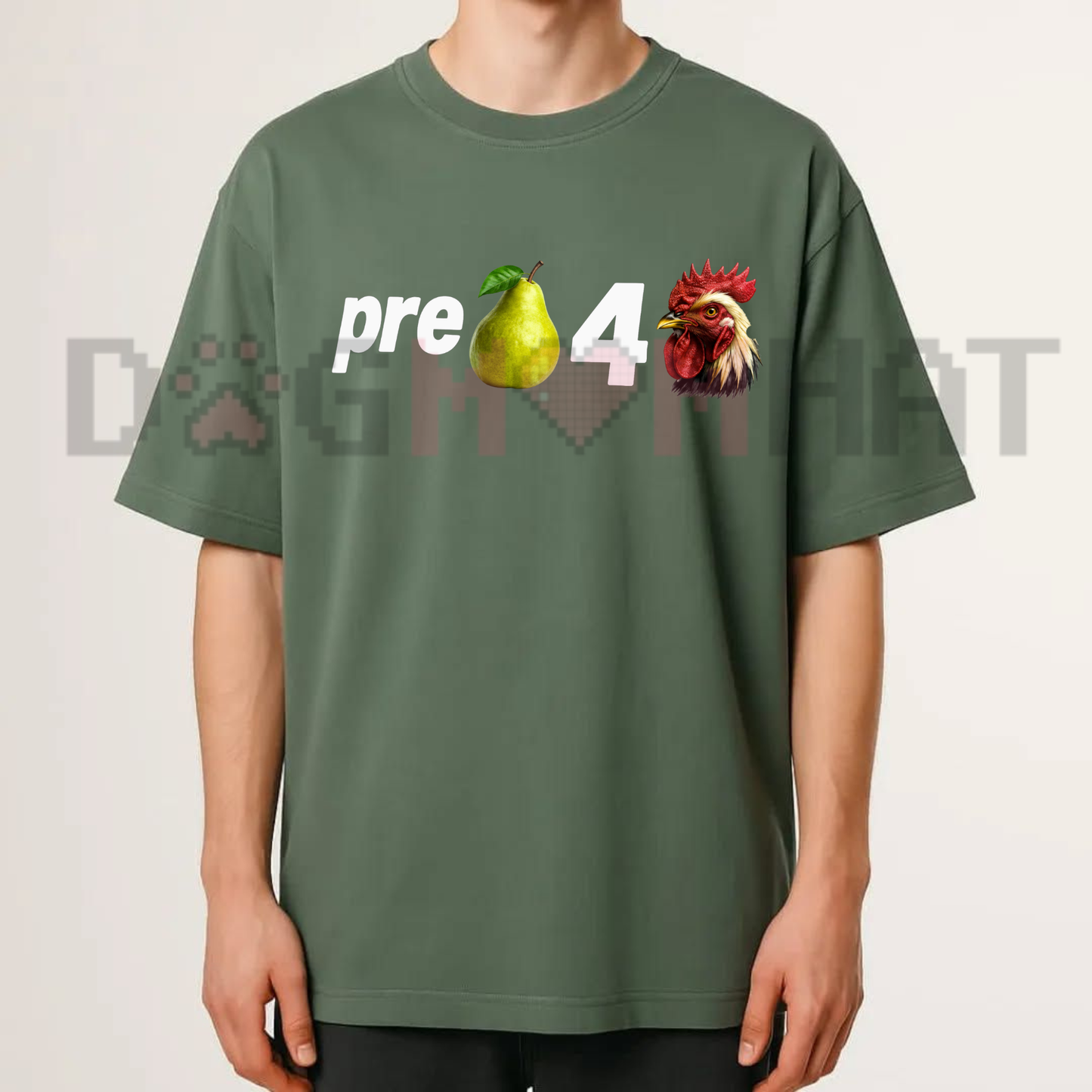 Pre Pear 4 Chicken Graphic Tee - Funny Pun Foodie Vintage Cotton Unisex T-Shirt