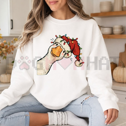 Festive Friction Sweatshirt – Funny "Preppy Jolly Goose" Christmas Graphic Crewneck
