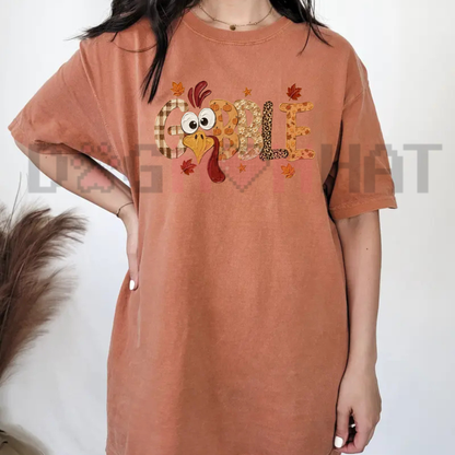 Festive Friction Tee – Painted Gobble Thanksgiving Turkey Graphic Shirt