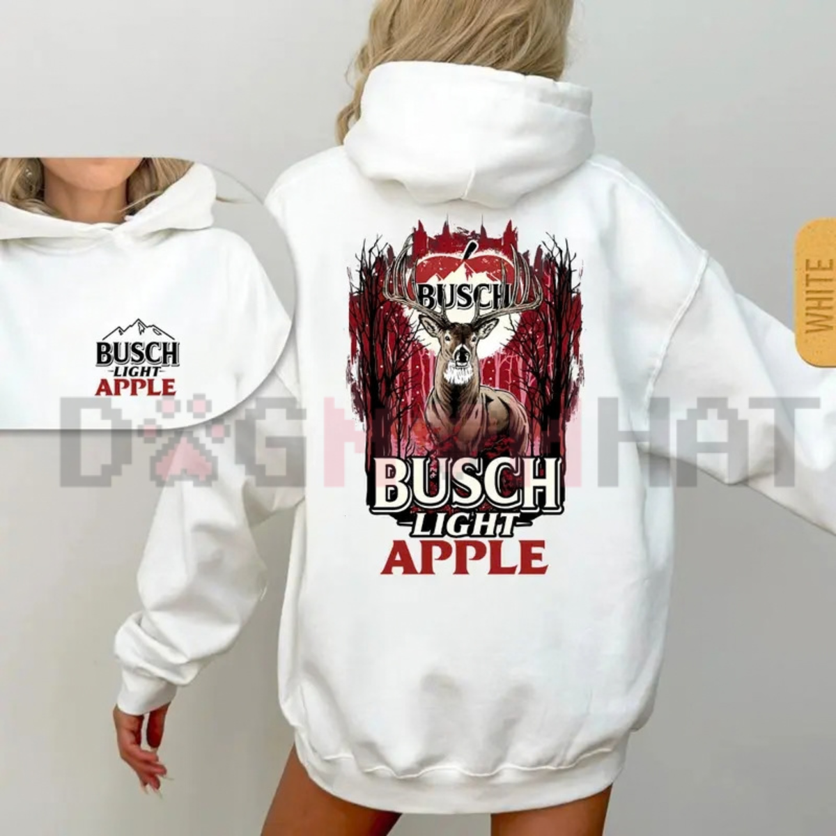 Busch Light Apple Hunting Deer Back Graphic Hoodie