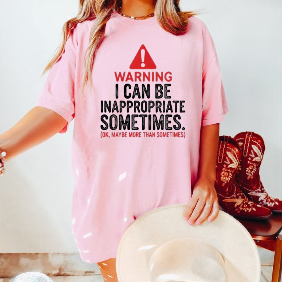 Men's Funny "Warning I Can Be Inappropriate Sometimes" Graphic T-Shirt