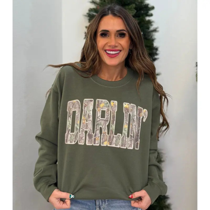 "Western Darlin" Retro Camo Sweatshirt