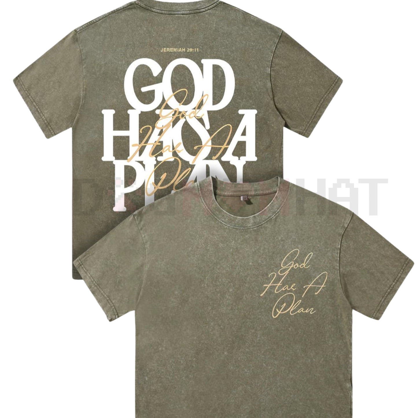 Double Sided Retro Washed 'God Has A Plan' Tee