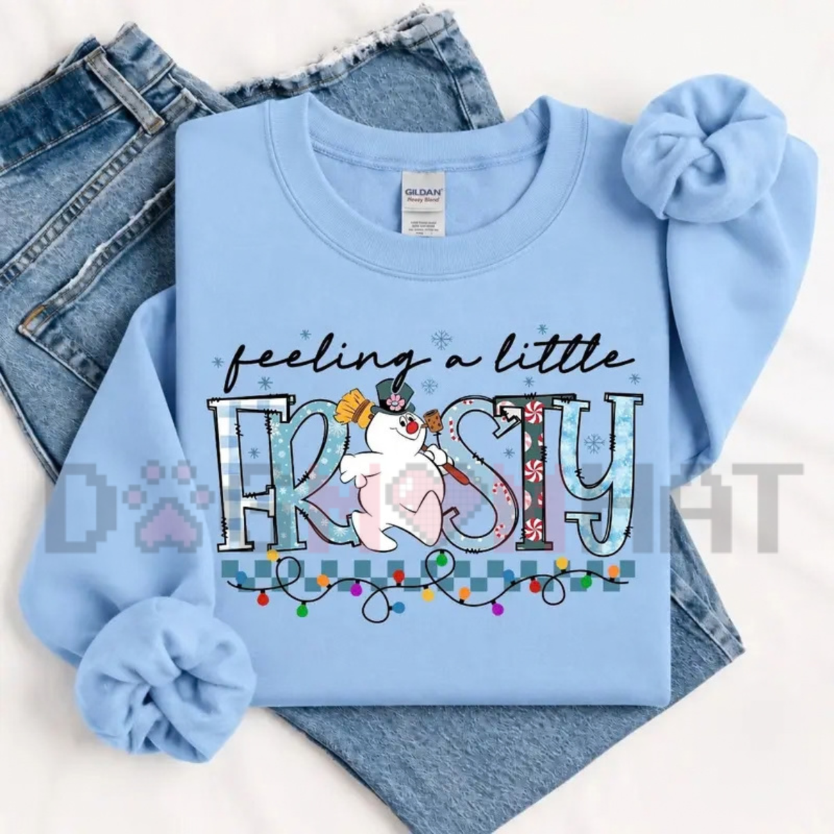 Feeling A Little Frosty Cute Snowman Christmas Fleece Sweatshirt
