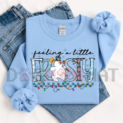 Feeling A Little Frosty Cute Snowman Christmas Fleece Sweatshirt