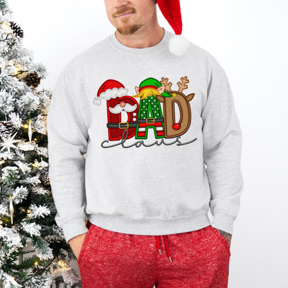 Unisex Faux Embroidery "Claus" Christmas Sweatshirt – Festive Holiday Pullover
