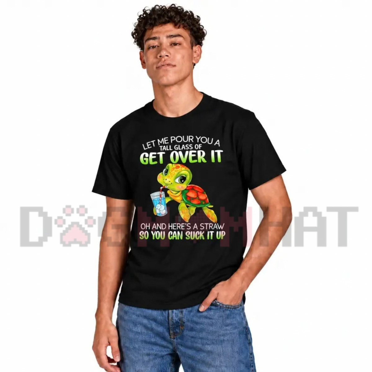 Get Over It Funny Turtle Sarcastic Graphic T-Shirt
