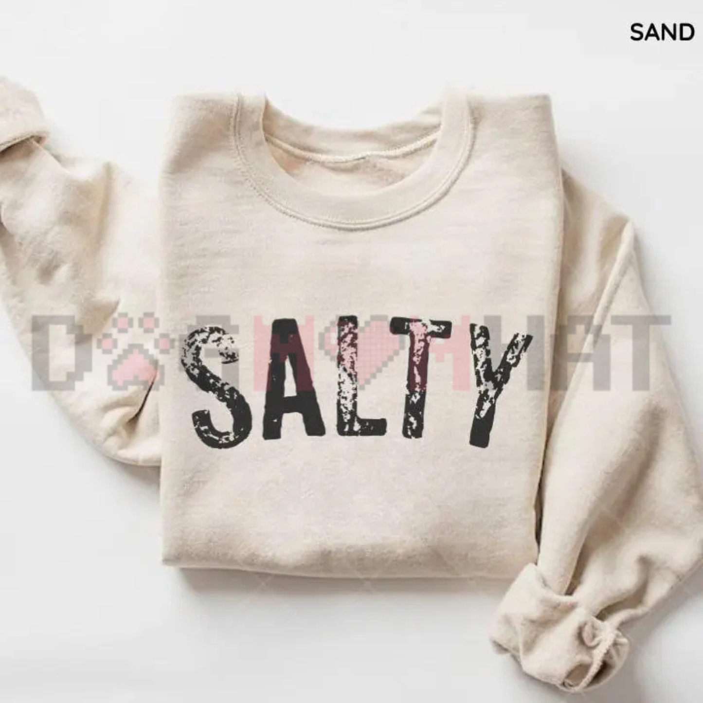 Salty Vibes Retro Beach Graphic Sweatshirt - Vintage Coastal Vacation Crewneck Pullover Women's Cozy Jumper