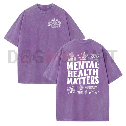 Mindful Words Double-Sided Positive Affirmation Tee - Mental Health Matters Unisex Cotton Graphic Shirt