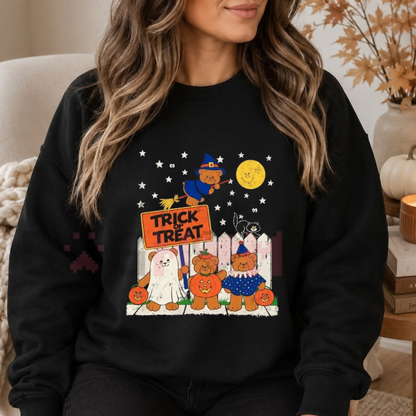 Trick Or Teddies Cute Halloween Graphic Crewneck Sweatshirt