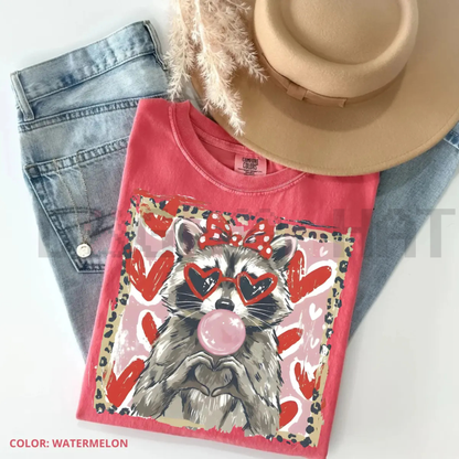 Wild Love Raccoon Tee – Leopard Print Heart Trash Panda Shirt