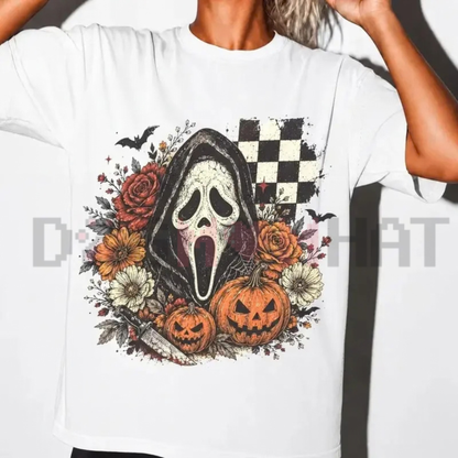 Comfort Ghost Face Retro Halloween Horror Graphic T-Shirt