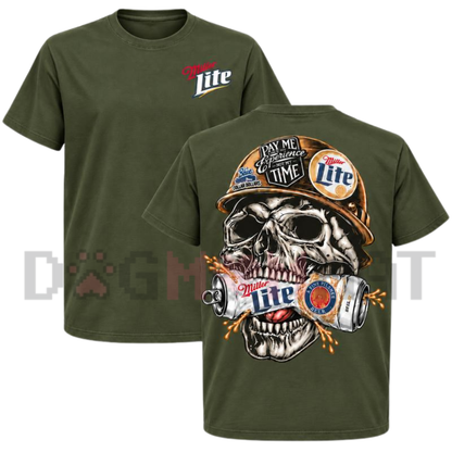 Retro Skull Pilsner Beer Hard Hat Graphic T-Shirt