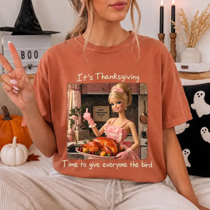 Festive Friction Tee – "I'll Just Cook For You" Funny Thanksgiving Doll Face Graphic Shirt