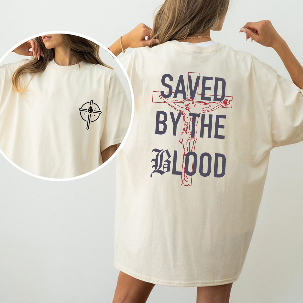 Parke Horizon Tee – "Saved By The Blood" Christian Cross Graphic T-Shirt