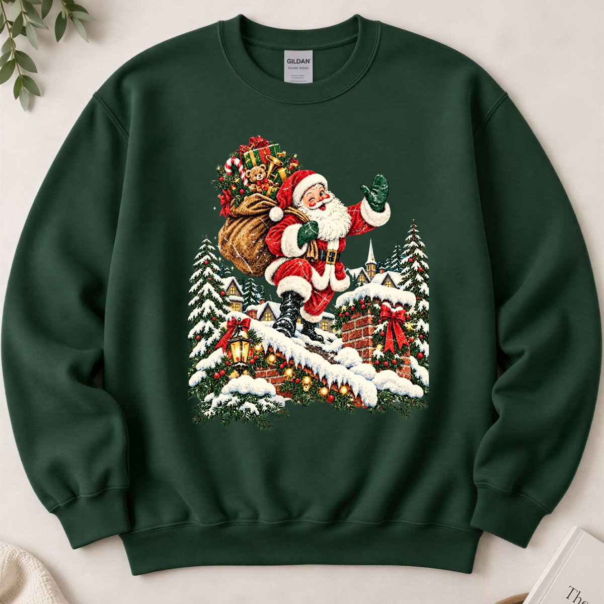 Festive Friction Crewneck – Vintage 90s Retro Santa Christmas Graphic Sweatshirt
