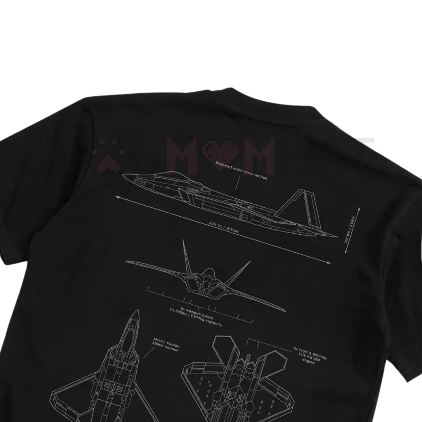 WARBORN F-22 Raptor Blueprint Double Sides T-Shirt – Vintage Lockheed Martin Graphic Tee