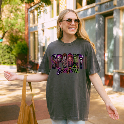 Retro Horror Legends Graphic Tee - Classic Scary Movie Night Comfort Colors Cotton Halloween Shirt