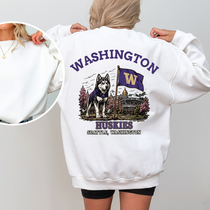 Vintage College Mascot Back Print Black Sweatshirt - Retro University Stadium Graphic Crewneck