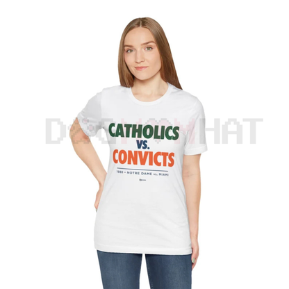 Vintage "Catholics vs. Convicts" T-Shirt – Notre Dame vs. Miami 1988 College Football Classic Tee