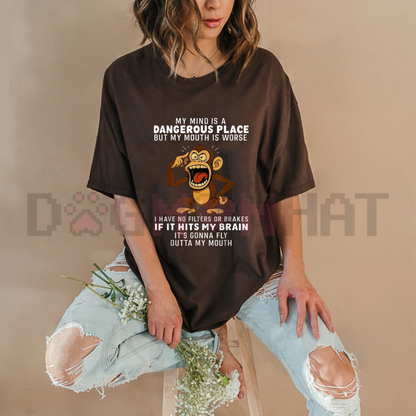 "My Mind Is a Dangerous Place" Slogan T-Shirt