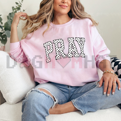 PRAY Minimalist Christian Graphic Sweatshirt - Faith Inspired Inspirational Cotton Blend Unisex Pullover