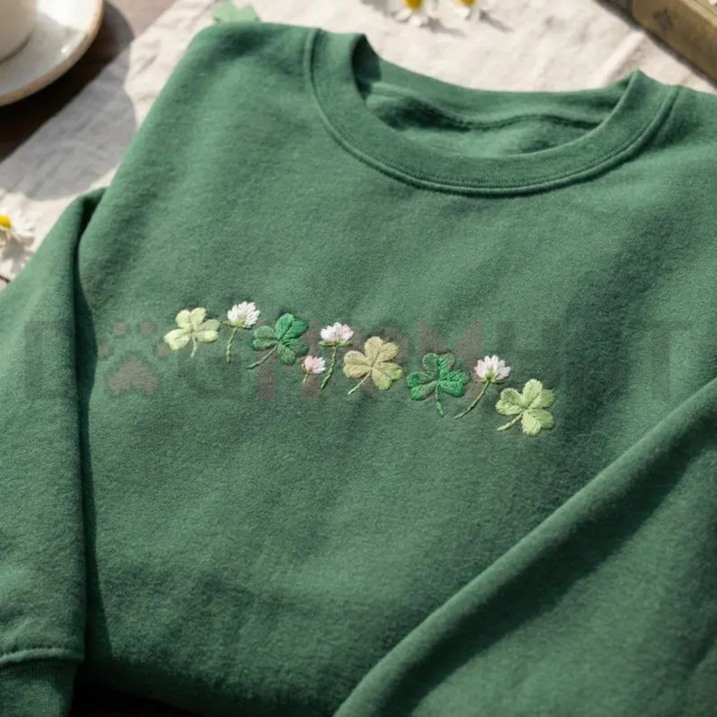 Embroidered Shamrock Meadow Crewneck
