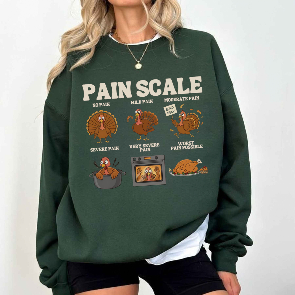 Funny Turkey Pain Scale Nurse Sweatshirt