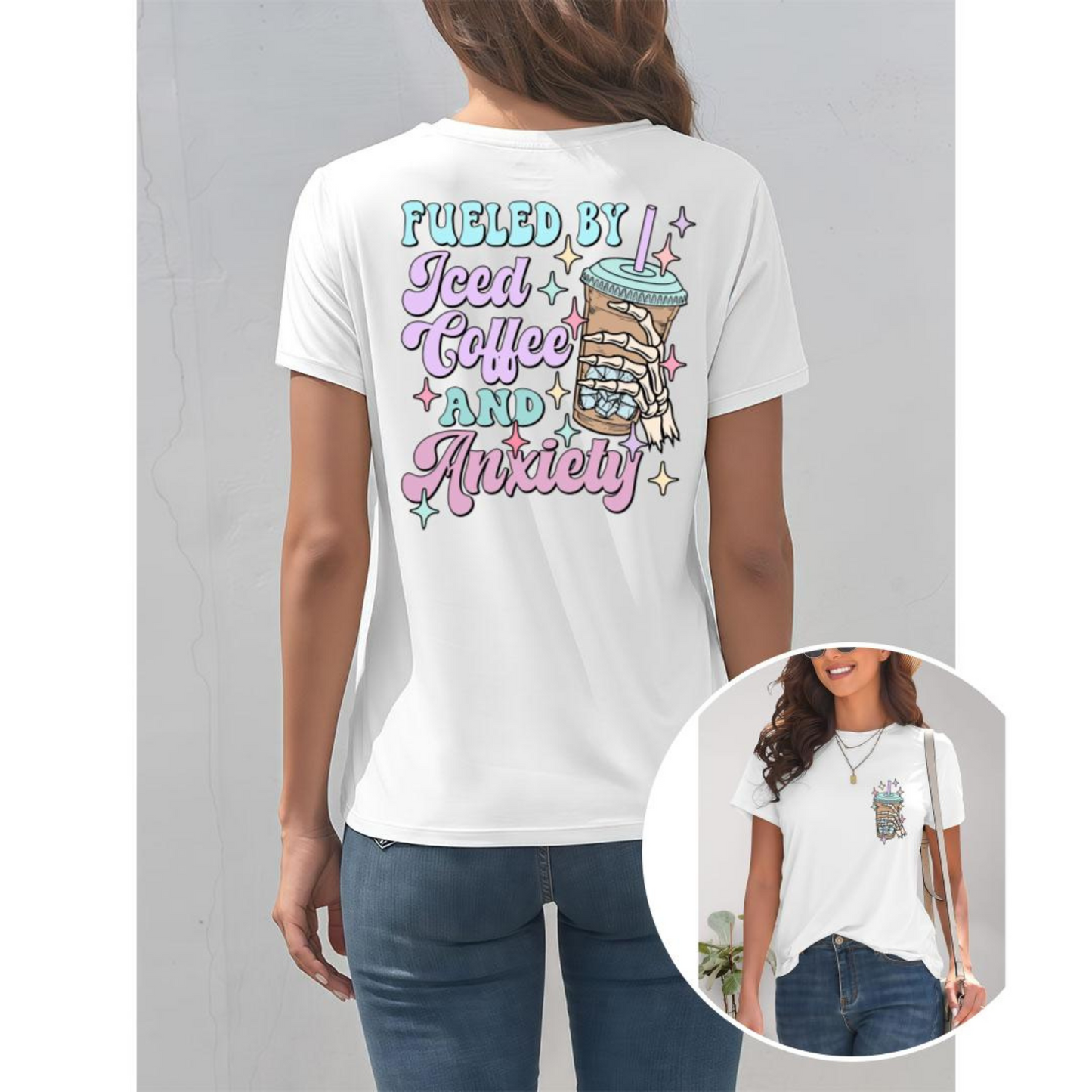 Mental Health T-Shirt – "Iced Coffee & My Brain" Graphic Tee