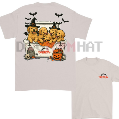 Dogs & Beer Halloween T-Shirt – Golden Retriever Funny Dog Tee, Cute & Trendy Shirt for Men & Women