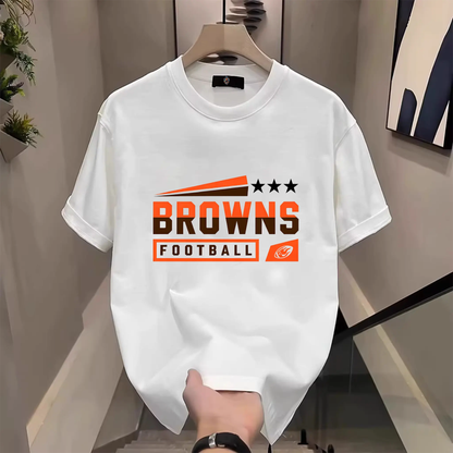 Mens Three Star Football Graphic Crew Neck T-Shirt - DTG Printed Gameday Short Sleeve Apparel