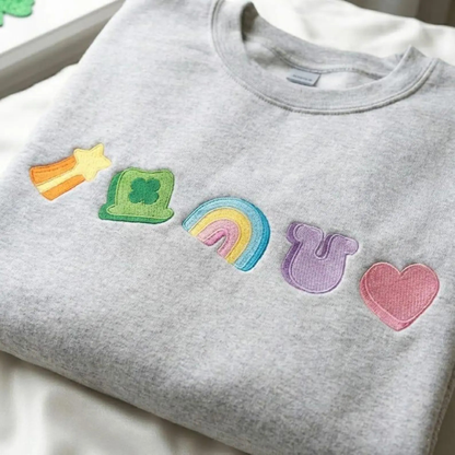 "Lucky Charm" Embroidered-Style Sweatshirt