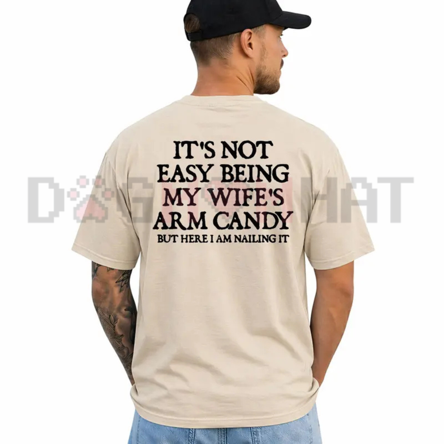 Heavy Duty Trophy Husband Graphic Tee - Funny Wife's Arm Candy Sarcastic Unisex Pure Cotton Shirt