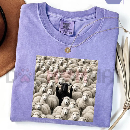 Festive Friction Tee – Black Sheep Flipping Off Rebel Graphic T-Shirt