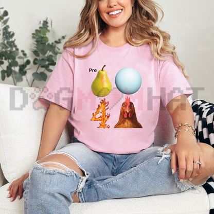 Pear-Shaped Planet Rooster Quirky Meme Graphic T-Shirt