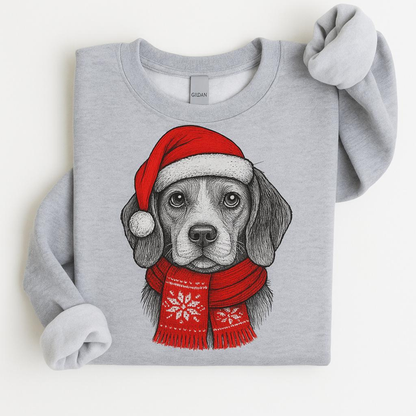 Ugly Christmas Style Santa Paws Dog Crewneck Sweater – Unisex Sport Grey Festive Pet Pullover