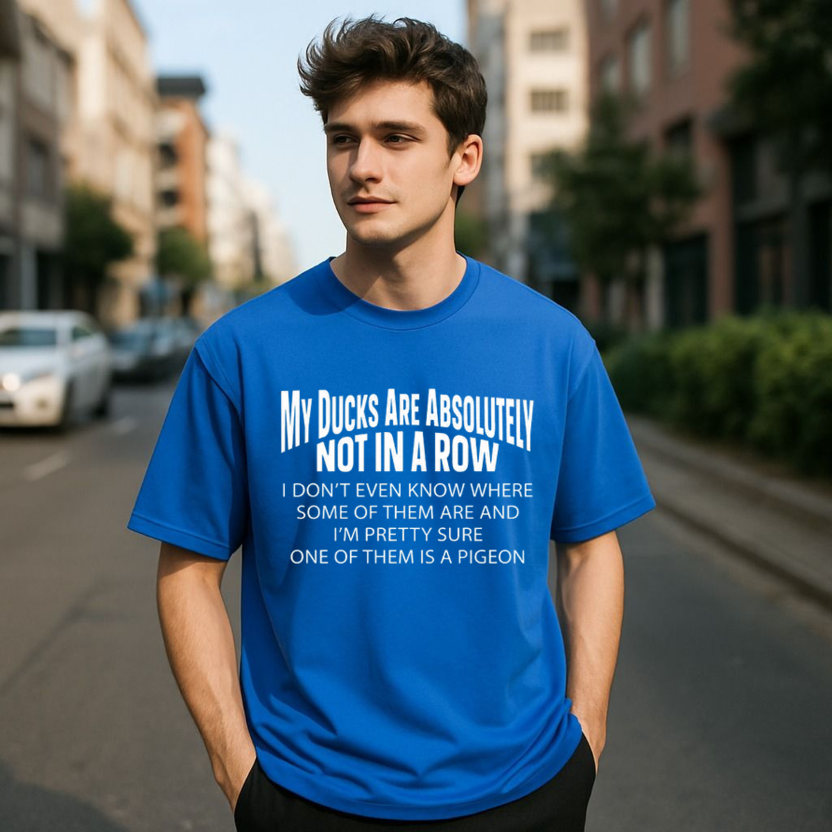 Parke Horizon Tee – "Ducks Not In A Row" Funny Relatable Chaos Graphic Shirt