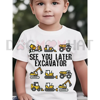Big Dig Farewell Rhyme Graphic Tee - Cute See You Later Excavator Kids Heavy Cotton Construction Shirt