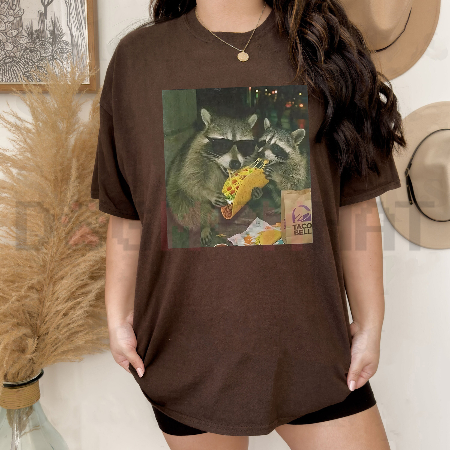 Raccoon Eating Taco Funny T-Shirt