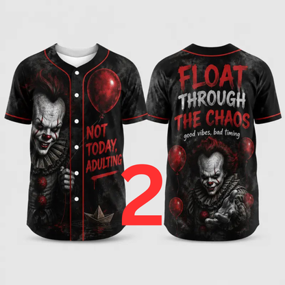 Unisex Horror Graphic Print Baseball Jersey - Slasher Theme Button-Up