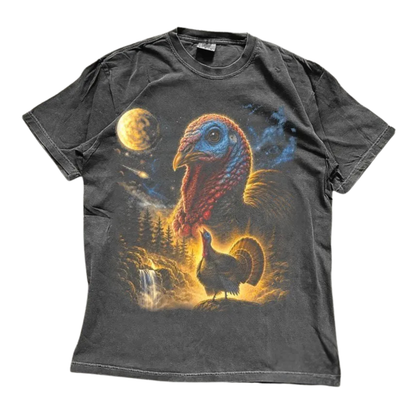 Vintage Turkey Howling To The Moon Graphic T-Shirt