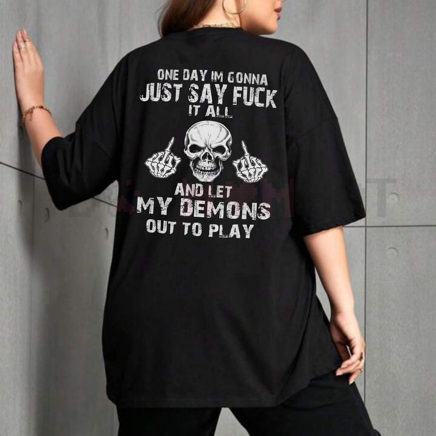 "FUCK IT ALL" Defiant Skeleton T-Shirt – Men's Sarcastic Slogan Tee