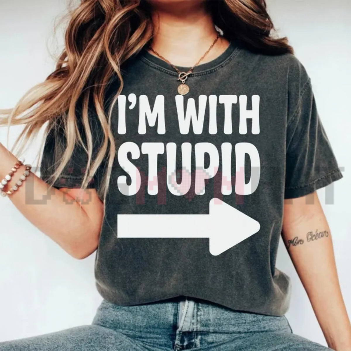 I'm With Stupid Arrow Graphic T-Shirt