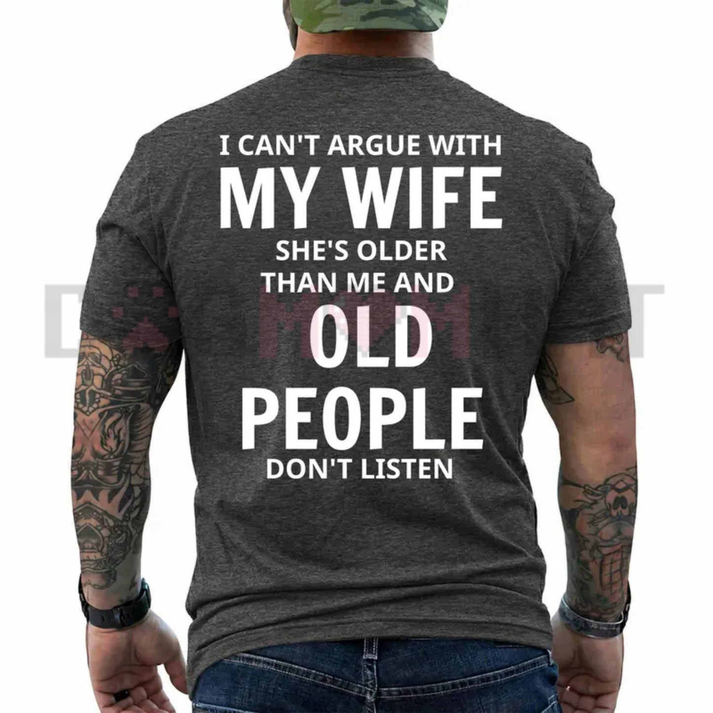 Bold Age Gap Humor Graphic Tee - Funny She's Older Than Me Husband Sarcastic Pure Cotton Shirt