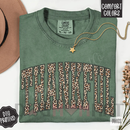 Leopard "Thankful" Comfort Colors T-Shirt – Trendy Women's Fall Apparel