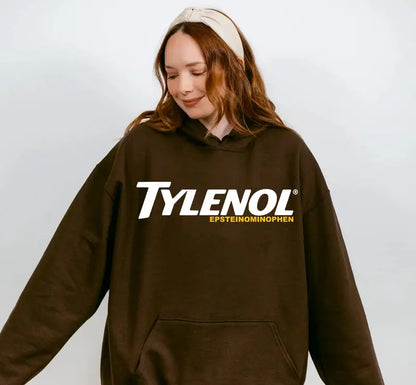 Funny Tylenol Epsteinaminophen Hoodie – Dark Humor Conspiracy Graphic Tee, Sarcastic Adult Joke Shirt