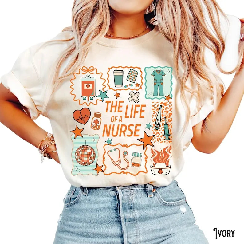 "The Life of a Nurse" T-Shirt – Registered Nurse Doodle Appreciation Tee