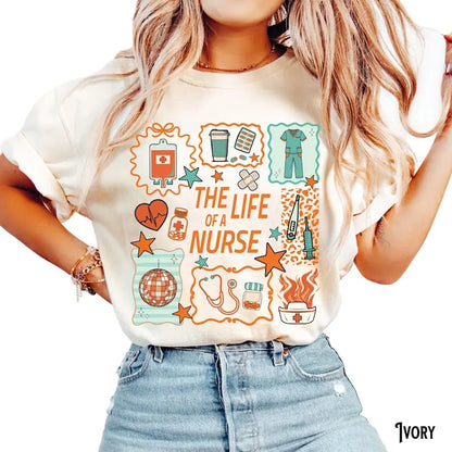 "The Life of a Nurse" T-Shirt – Registered Nurse Doodle Appreciation Tee