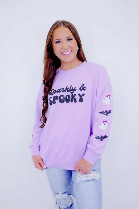 Women's Halloween Sequin Skeleton Crewneck Sweatshirt